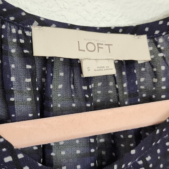 Loft Navy Pattern Tank - Business casual, polka dot, ruffle - Picture 3 of 4